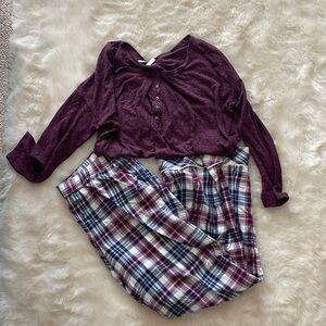 VS Victorias Secret Henley Dreamer Set pajamas plaid winter 2 size small s
